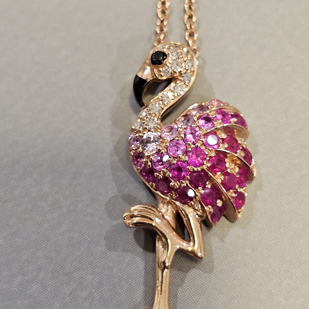 Fun And Flirty 🥰 Effy Pink and 14k Rose Gold Flamingo Necklace